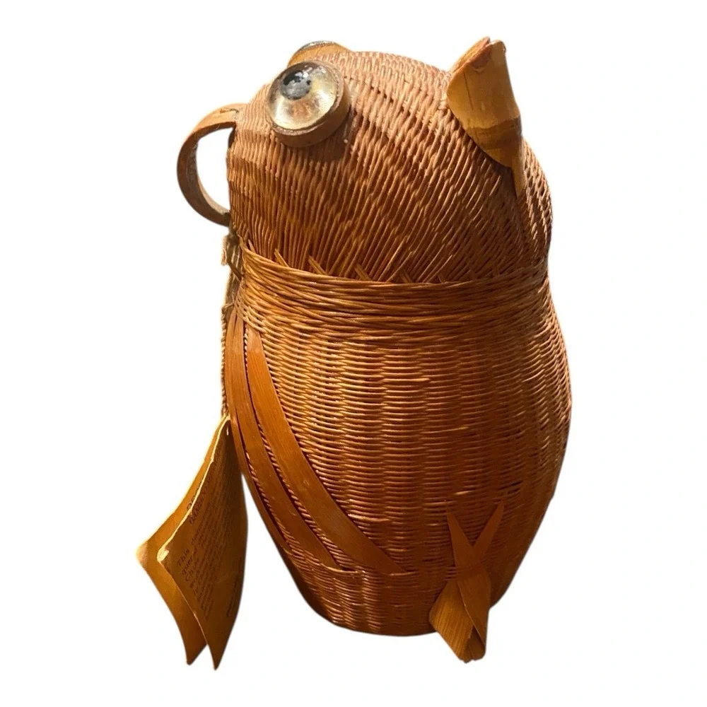 VTG Woven Wicker Rattan OWL BASKET Mini Planter Potpourri Holder‎ Shelf Art 6